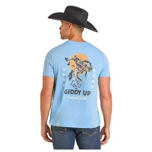 Camiseta de manga corta con gráfico mareado Panhandle para hombre PU21T06927 - azul NUEVA - Imagen 1 de 6
