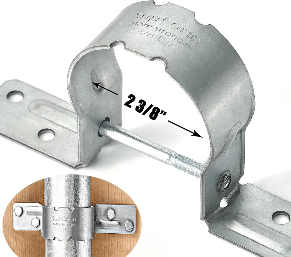 Soportes de valla de acero a madera de 2-3/8 pulgadas 50 piezas con agarre de tubo galvanizado poste de metal Foto 1 de 4