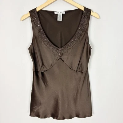 Vintage Y2K Silk Beaded Shell Tank Blouse Nine West size 10 Women's - Image 1 of 4