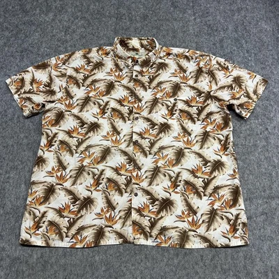Camisa Island Shores Para Hombre 2XL Beige Tropical Hawaiana Floral Botón Frontal Viaje Foto 1 de 4