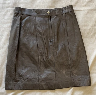Falda de cuero marrón vintage Elements Spiegel Petite 10 hecha en Corea cintura alta Foto 1 de 4