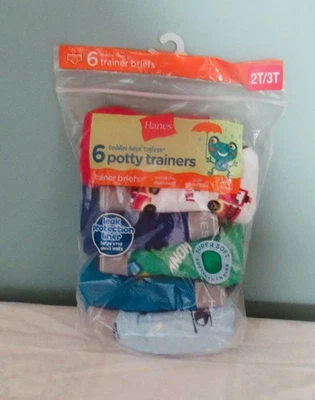 HANES BOYS COTTON TAGLESS POTTY TRAINERS BRIEFS PACKAGE OF 6 SZ 2T/ 3T NEW - Image 1 of 2