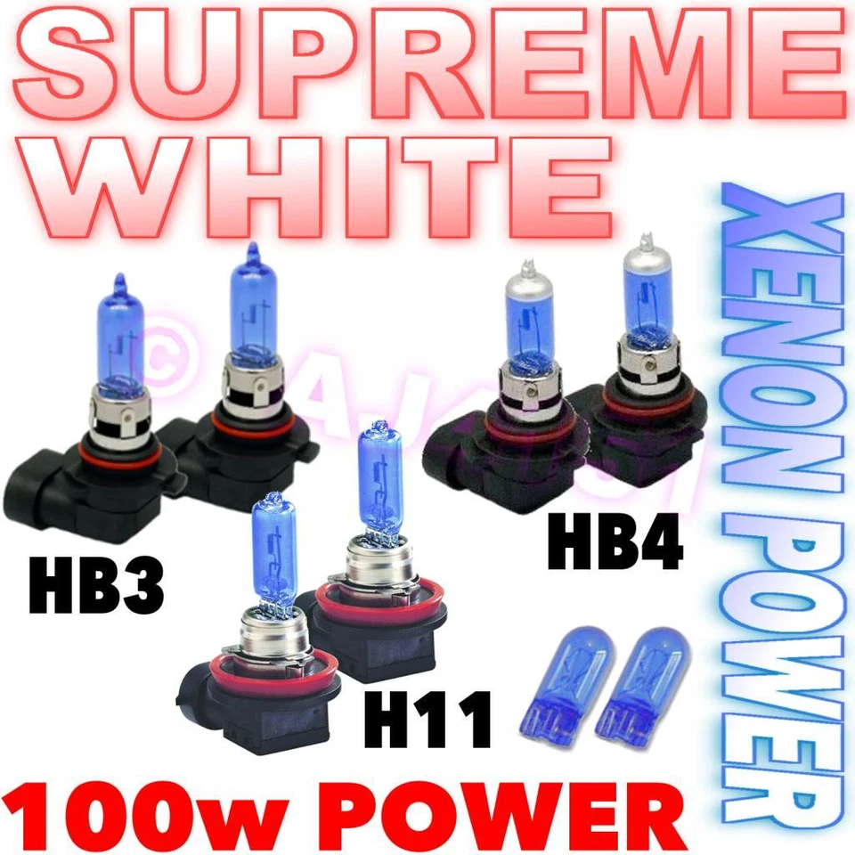 HB3 HB4 H11 100w 501 Xenon Headlight Bulb High/Low/Fog Beam Main Dip White Light - Image 1 of 1