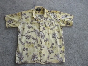 Roundy Bay Men's Tropical Hawaiian Shirt Yellow/Brown Short Sleeve Size XL - Picture 1 of 7