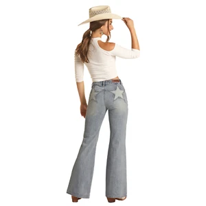 Rock & Roll Denim® Ladies Star Back Flare Jeans RRWD6HR0SO-204 - Picture 1 of 183