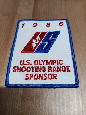"Parche bordado recuerdo patrocinador equipo de tiro olímpico de Estados Unidos 1986 de colección 4x3""" Foto 1 de 2