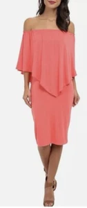 NEW Culture Phiit Nalah Dress Knit Wear On or Off Shoulder Coral XS - Picture 1 of 8