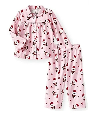 Koala Kids Toddler Girls 2 Piece Santa Christmas Pink Coat Pajama Set - NEW - Image 1 of 3
