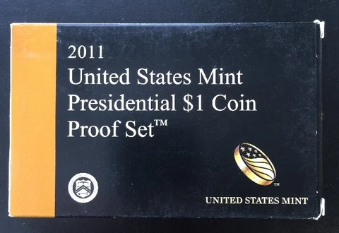 2011 U.S. Mint Presidential 1$ Dollar Coin Proof Set Complete With Box & COA Cover