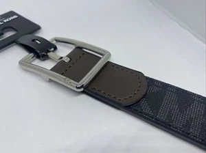 Belt Michael Kors Men Pants Jeans 34 Silver Buckle Black 86F2SBLY3X MSRP $98 New - Picture 1 of 9