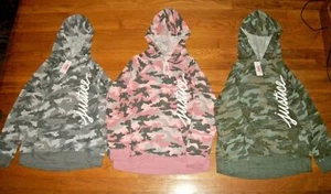 NWT JUSTICE CAMO LOGO SNUGGLY SOFT HOODIE TOP GIRLS SZ 10 12 14 16 18 20 - Picture 1 of 15