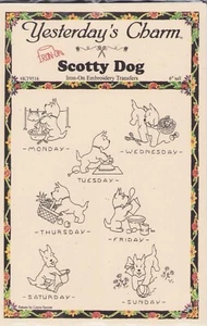 Stickerei Scottish Scotty Dogs Days of Week UNCUT Yesterday's Charm HARD 2 FIND - Bild 1 von 4