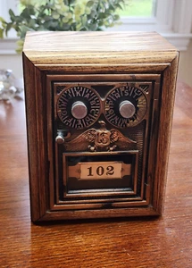 Authentic Antique US Mail Distribution Working Combo Lock Box Oak Finish - Picture 1 of 12