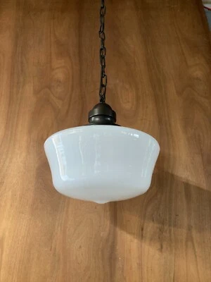 Antiguo Banco Escolar 14" Luz de Techo Vidrio Lecheo Globo De Colección 228-25E Foto 1 de 4