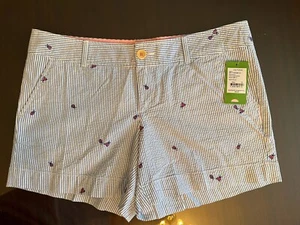 Lilly Pulitzer Callahan Seersucker Blue White Striped Shorts Women's 12 -NWT - Picture 1 of 8