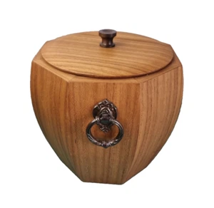 Wood Style Ice Bucket Retro Bar Cart Barware Octagonal MCM Metal Handles Vintage - Picture 1 of 11