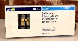 Leviton Single Pole Wall Switches AC/CA, 15A, 120V, 1451-21M, Pack of 10 - Picture 1 of 5