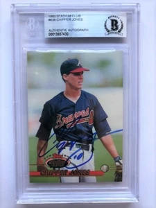 Autographed 1993 Stadium Club Chipper Jones Braves Rookie Card #638 Beckett Slab - Picture 1 of 1
