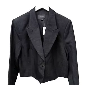 BANANA REPUBLIC Crop Blazer Plus Sz 18 Wool Linen Black Denim Womens Jacket NWT - Picture 1 of 11
