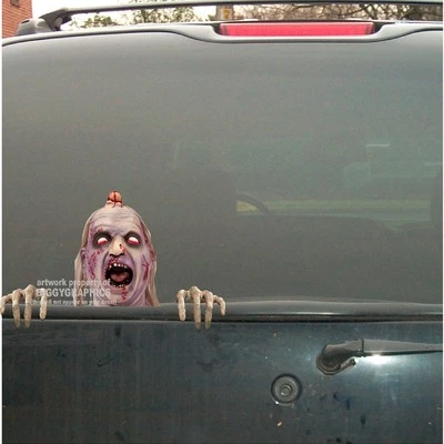 BIGGYGRAPHICS ZOMBIE UNDEAD SCARY MAN VINYL PEEKER DECAL STICKER FOR CAR WINDOW