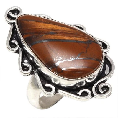 Joyería de plata hecha a mano con piedras preciosas ojo de tigre múltiple "8" Foto 1 de 4