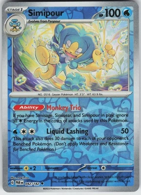 Simipour 042/182 Reverse Holo Near Mint SV04: Paradox Rift Pokemon card - Image 1 of 2