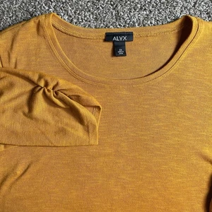 ALYX Senf Qt Ärmel Pullover Oberteil 2X Damen Bluse BoHo Herbst Strick fließend adrett - Bild 1 von 6