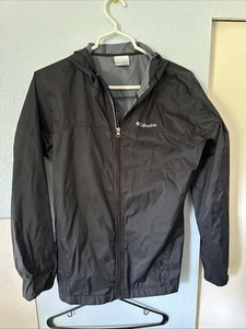 Columbia Boys Size XL Rain Jacket Windbreaker Omni Tech Black Hooded Full Zip - Picture 1 of 12