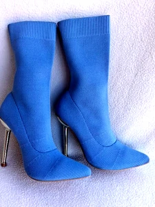 Cuccoo Sock Black Boot Pointed Toe Knit Stretch Stiletto 4" Heel Boots Size 36 - Picture 1 of 8