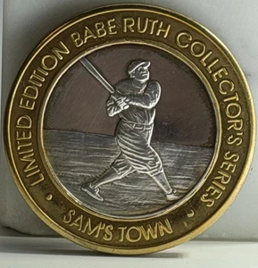 Sam's Town Casino MS Babe Ruth Running with Bat $10 .999 Silver Strike Token - Picture 1 of 3