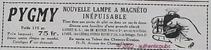 PUBLICITE PYGMY LAMPE DE POCHE A MAGNETO DE 1929 FRENCH AD PUB RARE - Picture 1 of 1