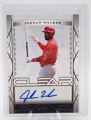 2022 Leaf Trinity Baseball Jordan Walker Clear Auto Cardinals /50! - Image 1 of 2