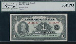 Bank of Canada $1, 1935 - BC-1. Legacy AU53 PPQ. S/N:B0141702/D