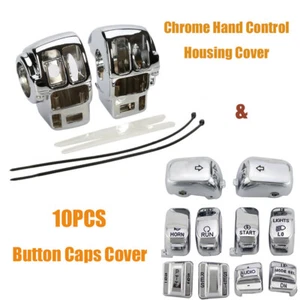Cubierta de carcasa de interruptor de manillar y tapas de botones de 10 piezas para Harley Touring 1996-2013 - Imagen 1 de 12