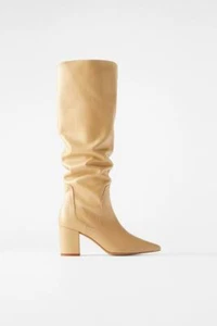 New Womens Zara camel knee high Boots size 11 Eu 41 - Picture 1 of 4