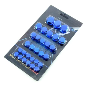 Blue 30pcs Motorcycle Decorative Engine Screw Nut Bolt Cap Covers For Honda BMW - Bild 1 von 4