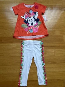New W/ Tags Disney Girls’s Minnie Mouse 2-Piece Short Sleeve Top & Leggings Sz 6 - Picture 1 of 7