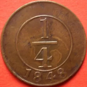 DOMINICAN REPUBLIC ¼ REAL 1848 Plain 4 Dominicana Dominikanische Dominicaine - Picture 1 of 2