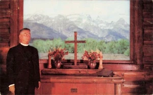 Chapel of Transfiguration, The Grand Teton Mountains, Wyoming Vintage PC - Picture 1 of 2