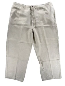 Castagne Pants Mens Sz 46/48 Big Beige Linen Loungewear Pockets Casual Chino VTG - Picture 1 of 7