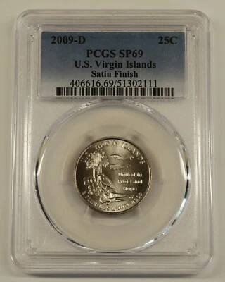 2009 D Satin Finish US Virgin Islands Quarter PCGS SP69, Free Shipping - Image 1 of 4