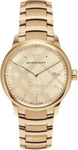 burberry bu10006 the classic engraved gold tone s/steel 40mm men's watch - Picture 1 of 4