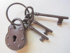 Old West Jail Keys w/ Padlock Bronze Skeleton Full Size Collectable (Replica) - Picture 1 of 4