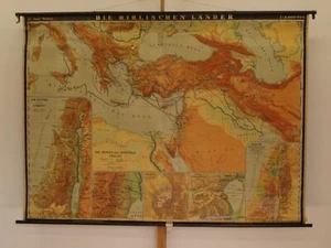 Die Biblischen Länder Ägypten Palästina Mittelmeer 1961 Schul-Wandkarte 216x160c - Bild 1 von 6