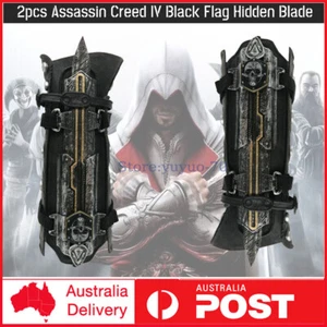 2pcs Assassin Creed IV Black Flag Edward Hidden Blade Replica Cosplay Prop Gifts - Foto 1 di 11