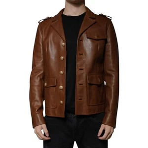 DOLCE & GABBANA Jacket Brown Calfskin Leather Button Down IT50/US40/L 5180usd - Picture 1 of 10
