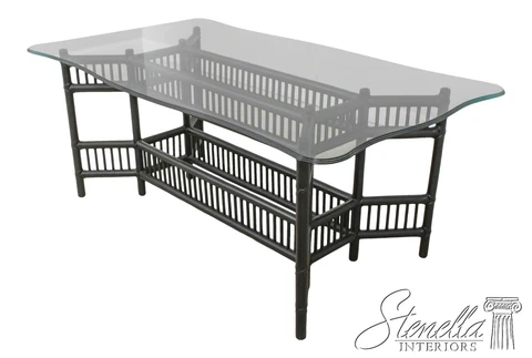 L59710EC: Bamboo Form Base Glass Top Dining Room Table Cover