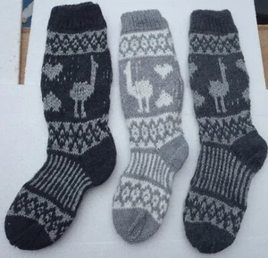 CALCETINES LARGOS UNISEX DE ALPACA Y FIBRAS MIXTAS * GRIS * HASTA LA RODILLA * Talla 5 a 9 - Imagen 1 de 10