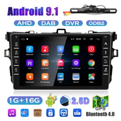 For Toyota Corolla 2006-2012 Android 9.1 Car Radio Stereo + License Plate Camera - Image 1 of 4