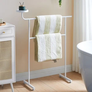 Kings Brand Furniture Valet Clothes Stand, Towel Rack With Storage Tray, White - Picture 1 of 6